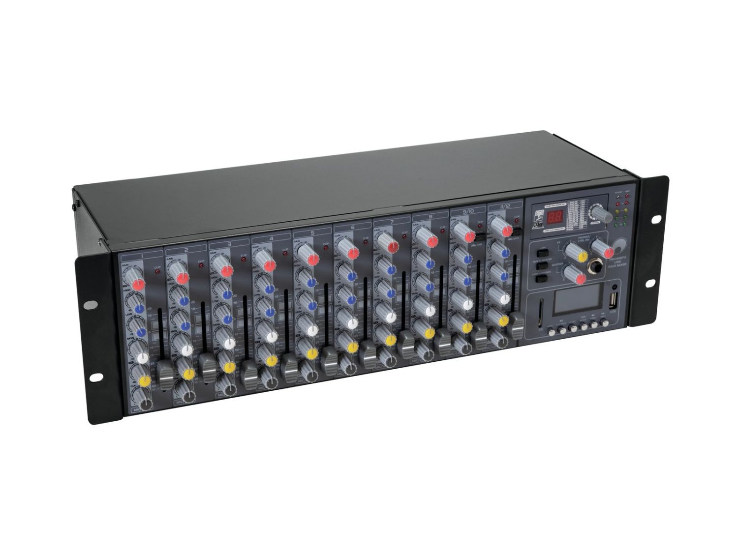 OMNITRONIC RM-1422FX - mikser rack, 12-kanałowy, DPS, FX i odtwarzacz MP3
