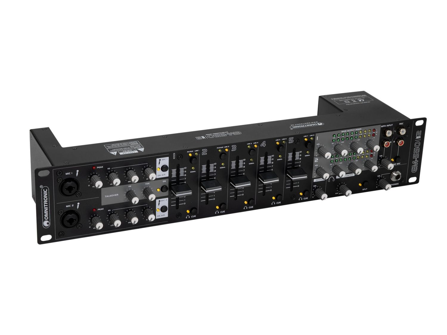OMNITRONIC EM-550B MK2 - wielofunkcyjny 5+2-kanałowy mikser instalacyjny, czarny