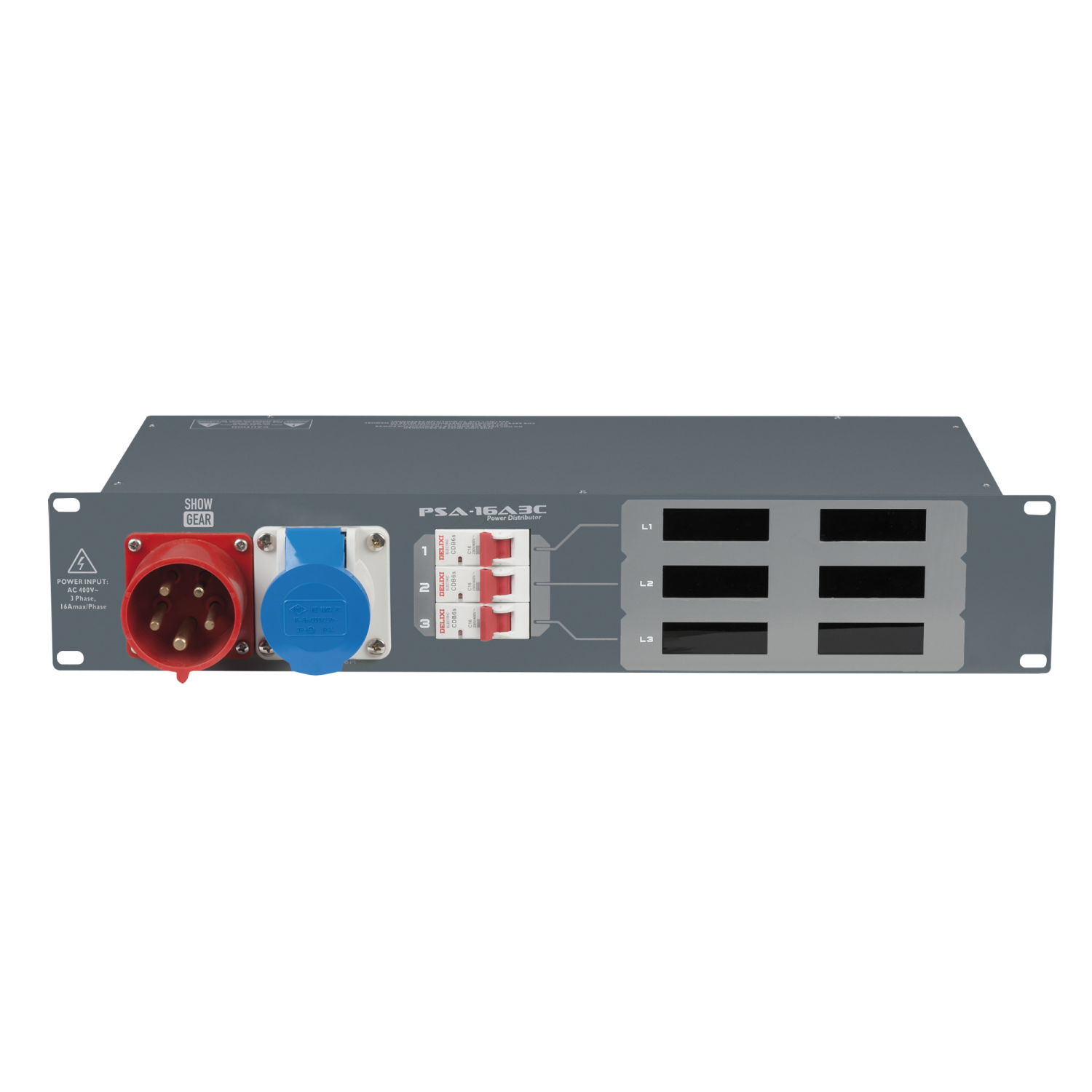Showgear PSA-16A3C - dystrybutor zasilania (3x MCB - CEE out)
