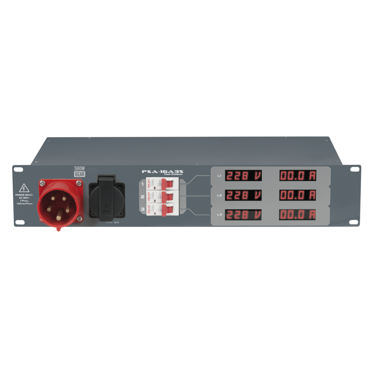 Showgear PSA-16A3S - dystrybutor zasilania (3x MCB - schuko out)