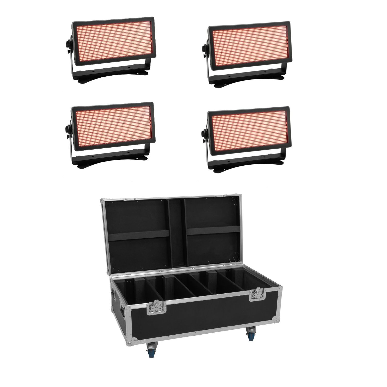 EUROLITE Zestaw 4x Multiflood Pro IP SMD RGBW Strobe/Wash + Skrzynia