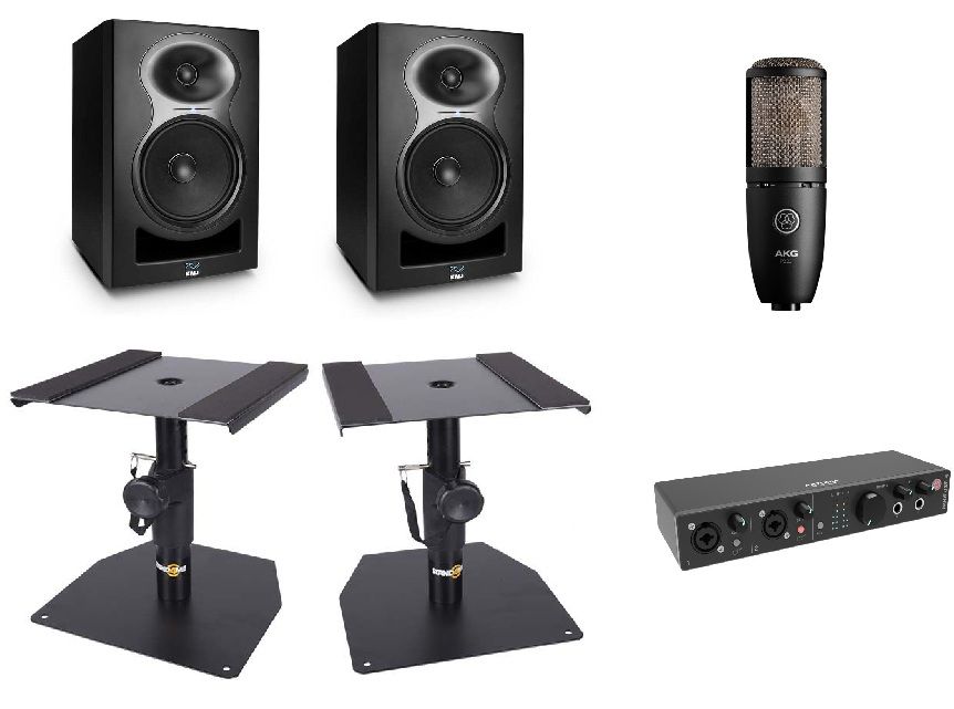 Kali Audio 2x LP-6 V2 - monitory studyjne + interfejs + mikrofon + statywy