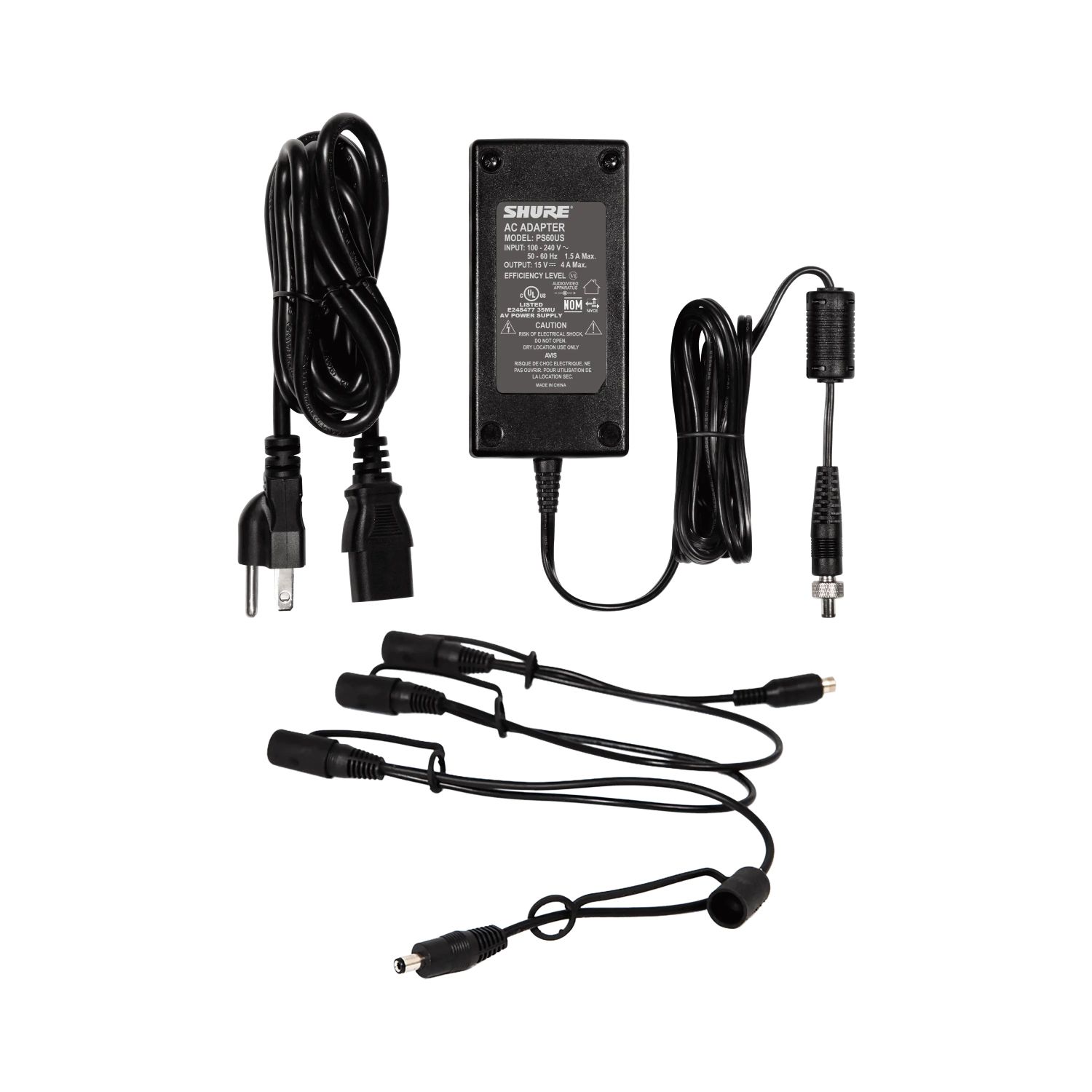 Shure PS 124-E - zasilacz PS45E z 4 kablami dystrybucji zasilania (bez zabezp.)