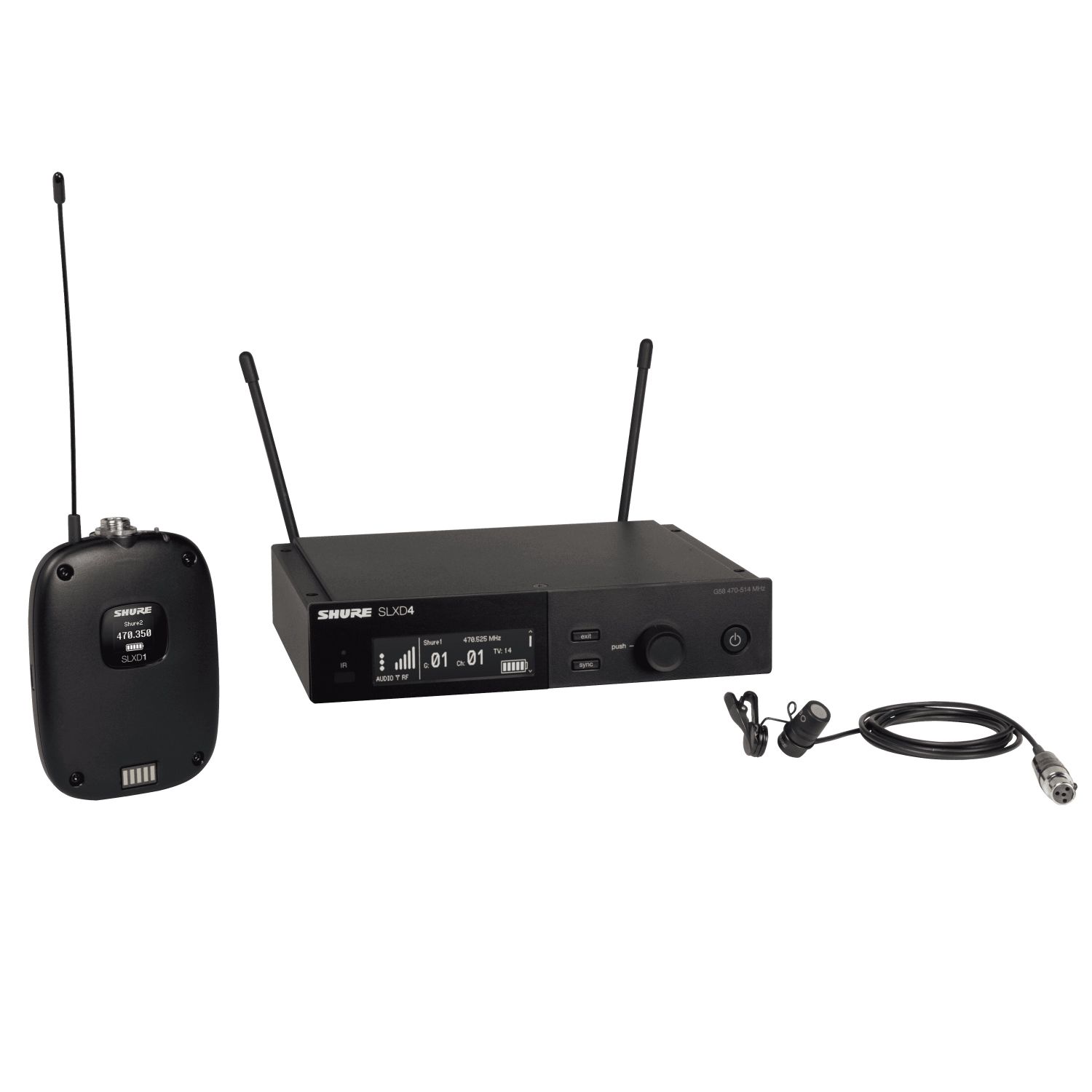 Shure SLXD14E/85-J53 - Cyfrowy system bezprzewodowy z nadajnikiem bodypack i mikrofonem WL185 (562-606 ...