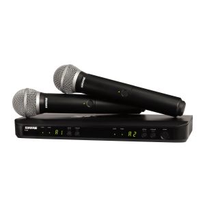Shure BLX288E/PG58-K3E - System bezprzewodowy z podwójnym odbiornikiem i mikrofonami PGA58 (606-630 MHz)