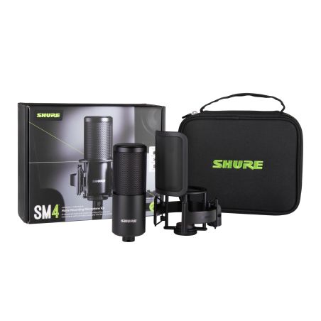 Shure SM4-K-KIT - SM4 MIC, BLACK, W/ SHOCK MOUNT, CASE