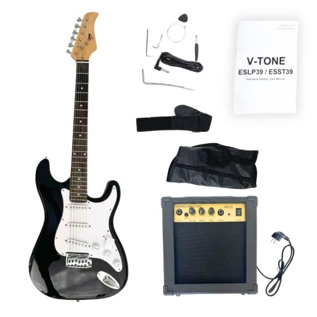 V-TONE ESST39 BK gitara elektryczna 4/4 stratocast V-TONE ESST39 BK gitara elektryczna 4/4 stratocast