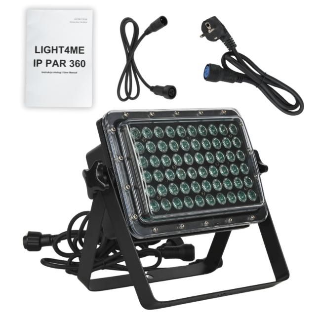  LIGHT4ME IP PAR 360 reflektor sceniczny efekt świetlny oświetlenie zewnętrzne IP68 60x1,5W LED RGB 