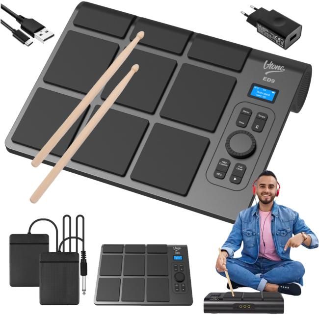 V-TONE ED9 perkusja elektroniczna bateryjna przeno V-TONE ED9 perkusja elektroniczna bateryjna przeno