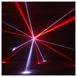  LIGHT4ME UFO multiefekt świetlny LED 6w1 efekt beam RGBW 3x laser R/G/B biały stroboskop efekt ring RGB oświetlenie dyskotekowe