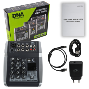  DNA QMX502 analogowy mikser dźwięku 5 kanałów Bluetooth USB MP3 Phantom +48V akumulator 2500 mAh 