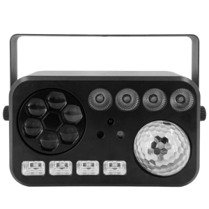 LIGHT4ME PARTY V multiefekt świetlny LED RGBW-UV 6w1 efekt Bee Eye biały stroboskop UV Water Wave par 2x laser R/G oświetlenie