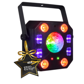 LIGHT4ME TURBO FLOWER efekt disco LED PAR UV kula laser stroboskop