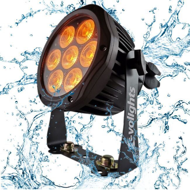 EVOLIGHTS GLACIER 7 LED PAR 7x10W RGBWA-UV IP65 oświetlenie sceniczne zewnętrzne