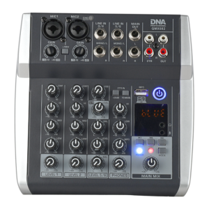  DNA QMX602 analogowy mikser dźwięku 6 kanałów Bluetooth USB MP3 Phantom +48V akumulator 2500 mAh 