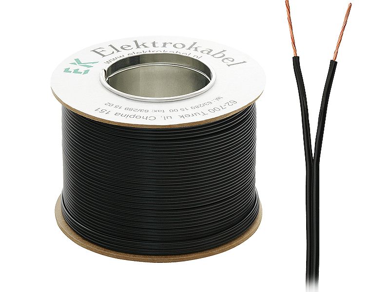 Elektrokabel SMYp 2 x 1.50 czarny - przewód głośnikowy (1m)