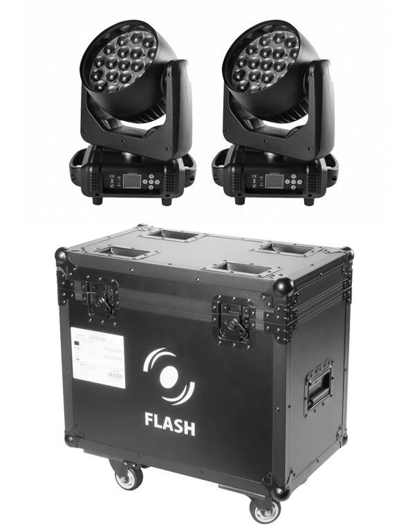 Flash 2x MH-BEAM LED 1915 ZOOM v2203 + case - zestaw 2 głowic ruchomych
