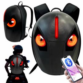  DH Style Cycling Backpack plecak rowerowy motocyklowy 2x ekran LED RGB oczy wodoodporny USB-A aplikacja Bluetooth 