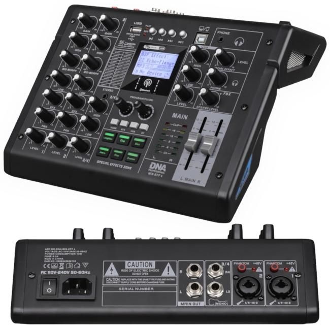  DNA MIX-EFF 4 analogowy mikser dźwięku 4 kanały USB MP3 Bluetooth Phantom +48V DSP EQ efekty dźwiękowe 