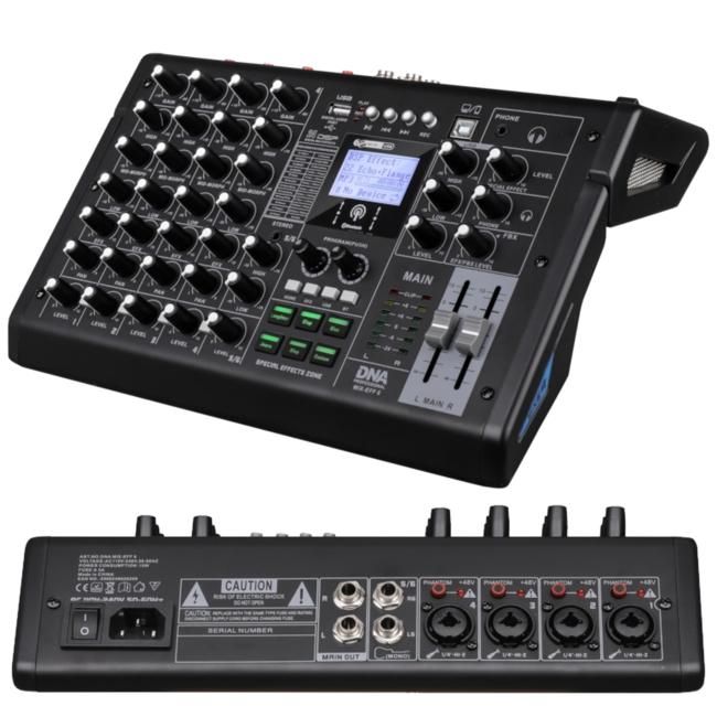 DNA MIX-EFF 6 analogowy mikser dźwięku 6 kanałów USB MP3 Bluetooth Phantom +48V DSP EQ efekty dźwiękowe 