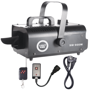  LIGHT4ME SM 900W wytwornica maszyna do śniegu czarna pilot bezprzewodowy kontroler przewodowy 