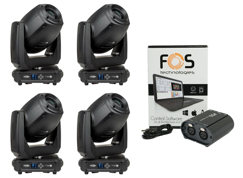Showtec 4x Phantom 250 Spot + FORTIUS PRO 1024 - głowa ruchoma + oprogramowanie GRATIS!