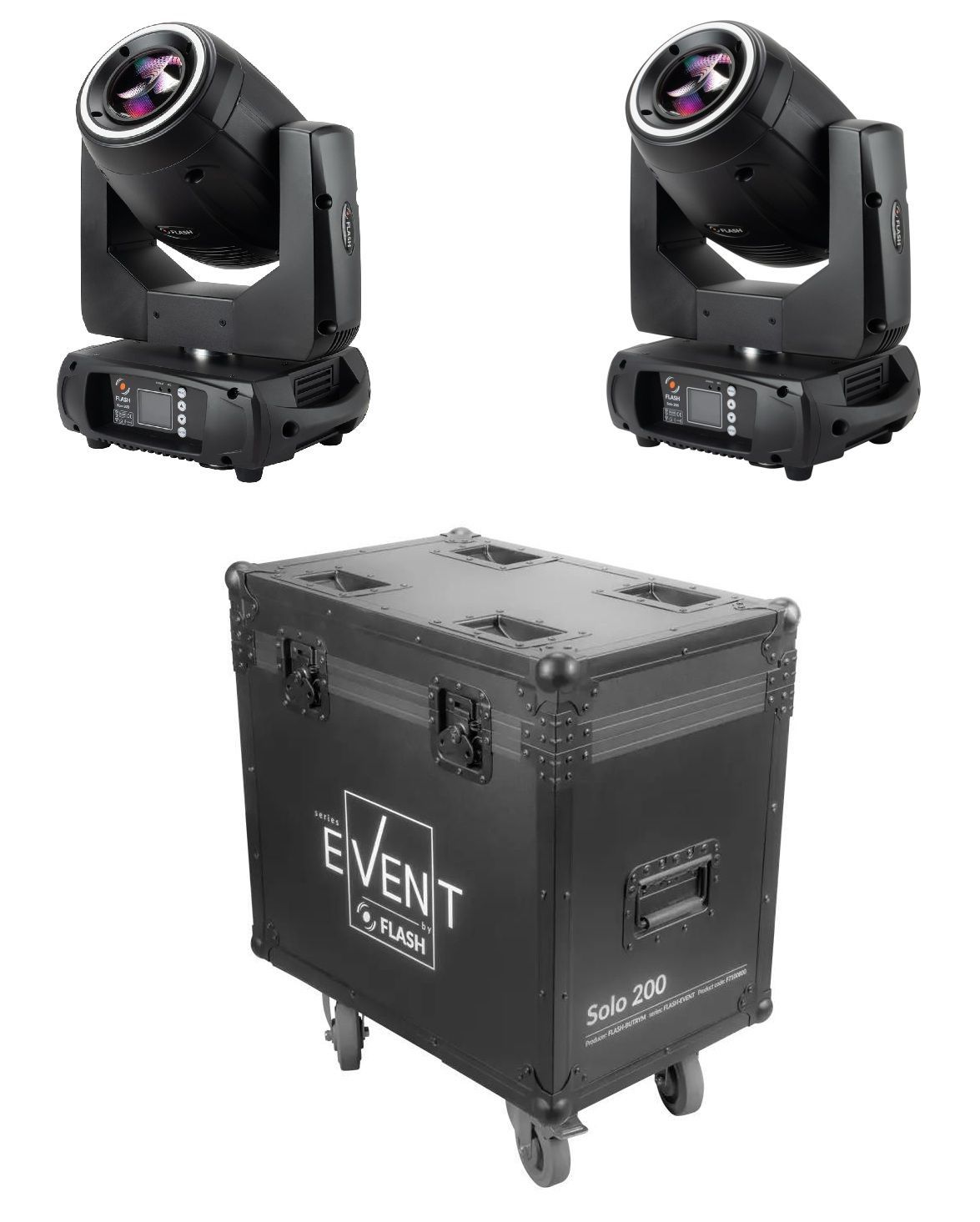 Flash 2x MH-SOLO200 - głowa ruchoma (para) + case