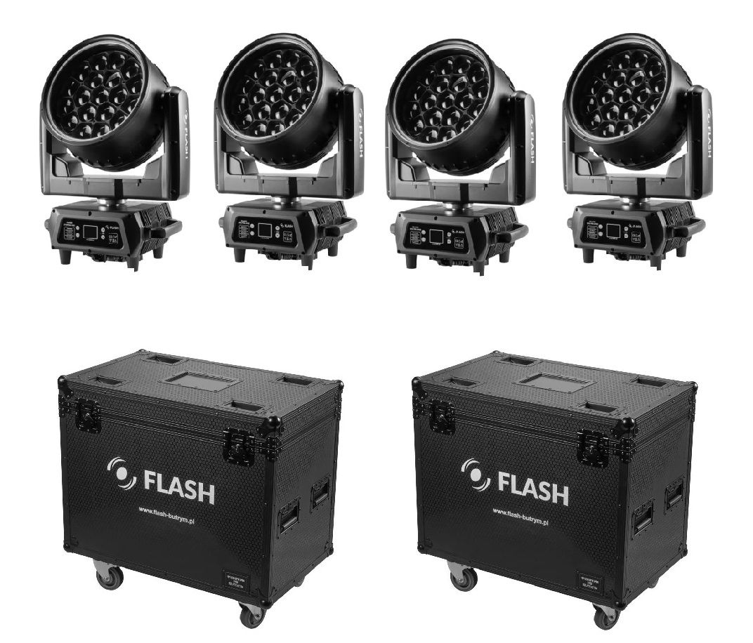 Flash 4x WashFX 1000 IP65 CRMX - zestaw głowic ruchomych WASH + case