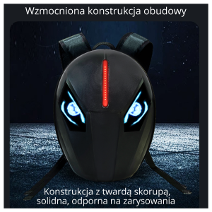  DH Style Cycling Backpack plecak rowerowy motocyklowy 2x ekran LED RGB oczy wodoodporny USB-A aplikacja Bluetooth 