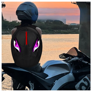  DH Style Cycling Backpack plecak rowerowy motocyklowy 2x ekran LED RGB oczy wodoodporny USB-A aplikacja Bluetooth 
