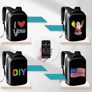  DH Style Led Backpack świecący plecak z ekranem LED RGB USB-A aplikacja Bluetooth 8 wbudowanych efektów wyświetlania 
