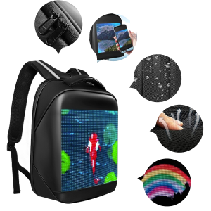  DH Style Led Backpack świecący plecak z ekranem LED RGB USB-A aplikacja Bluetooth 8 wbudowanych efektów wyświetlania 
