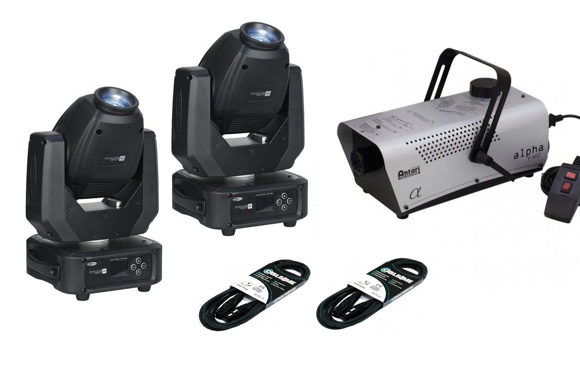 Showtec 2x Phantom 65 Spot + Antari F-80Z - zestaw oświetleniowy