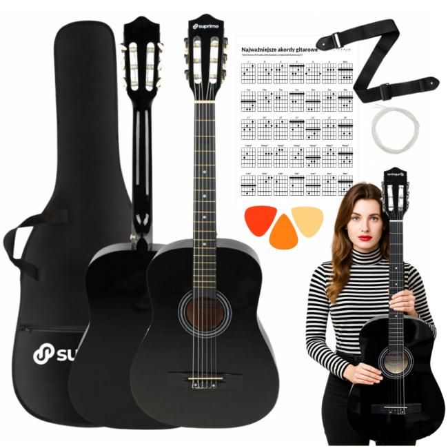 SUPRIMO CGS2 BK gitara klasyczna 4/4 czarna do nau SUPRIMO CGS2 BK gitara klasyczna 4/4 czarna do nau