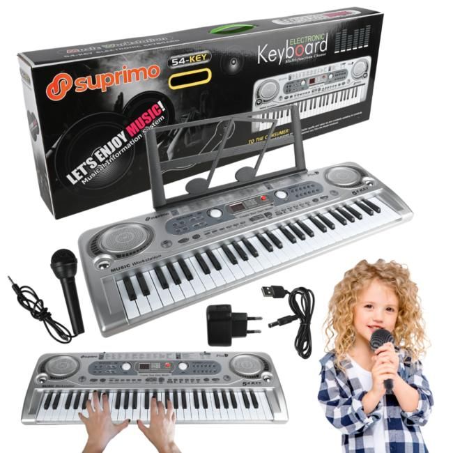 SUPRIMO 824 USB keyboard edukacyjny klawisze organ SUPRIMO 824 USB keyboard edukacyjny klawisze organy dla dzieci do nauki gry pulpit do nut mikrofon odtwarzacz MP3 AUX wyjście sł