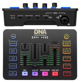  DNA SC ONE analogowy mikser audio 2 kanały USB-C Phantom podświetlenie RGB zmiana głosu pogłos personalizowane efekty dźwiękowe