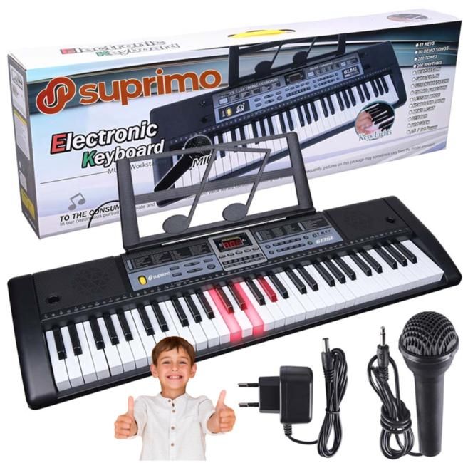 SUPRIMO 6136L KEYBOARD organy z mikrofonem dla dzi SUPRIMO 6136L KEYBOARD organy z mikrofonem dla dzieci podświetlane klawisze