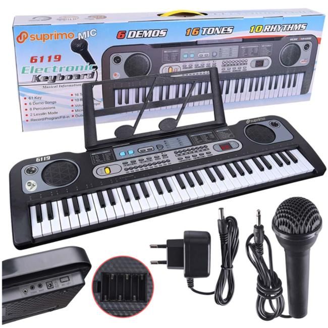 SUPRIMO 6119 KEYBOARD klawisze organy z mikrofonem SUPRIMO 6119 KEYBOARD klawisze organy z mikrofonem dla dzieci