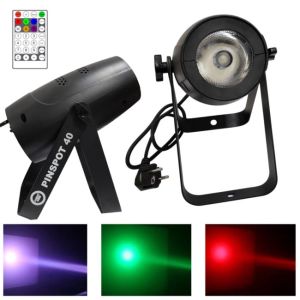  LIGHT4ME PINSPOT 40 reflektor sceniczny 40W RGBW SMD5060 LED pilot bezprzewodowy 2x uchwyt montażowy 