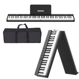 V-TONE PFP pianino cyfrowe przenośne składane czarne 88 klawiszy pulpit do nut pokrowiec USB-C