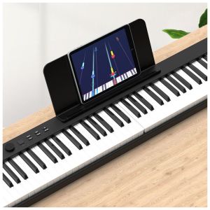 V-TONE PFP pianino cyfrowe przenośne składane czarne 88 klawiszy pulpit do nut pokrowiec USB-C