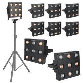  LIGHT4ME SUN PANEL blinder halogenowy oświetlenie sceniczne retro vintage DMX 9x35W WW GU10 ciepła biel uchwyt montażowy 