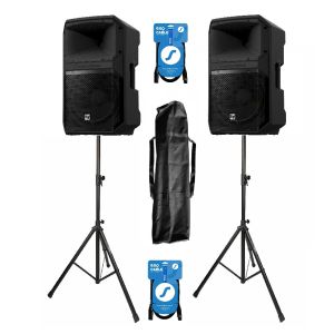 Electro-Voice 2x EVIVA 12P - kolumna aktywna (para) + statywy + okablowanie