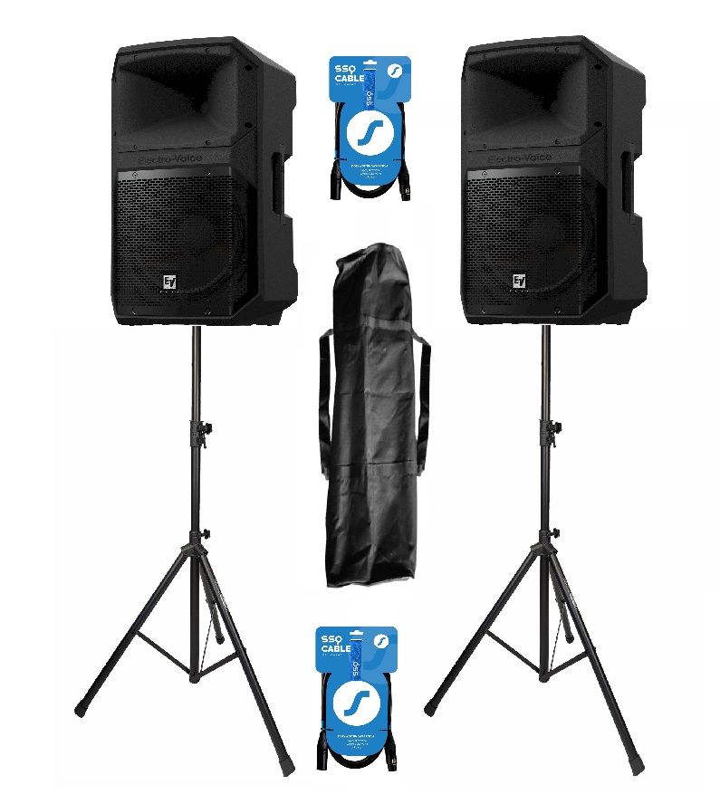 Electro-Voice 2x EVIVA 12P - kolumna aktywna (para) + statywy + okablowanie