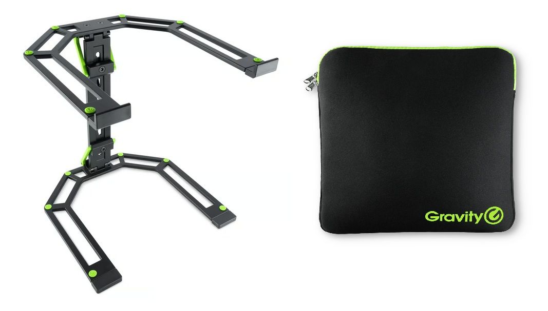 Gravity LTS 01 B SET 1 - Regulowany stojak do laptopów i kontrolerów z neoprenowym pokrowcem