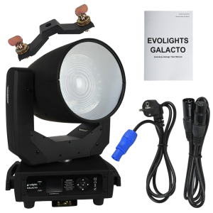  EVOLIGHTS GALACTO głowica ruchoma beam wash oświetlenie sceniczne 120W RGBL LED + 24x0,1W RGB SMD5050 LED efekt ring 