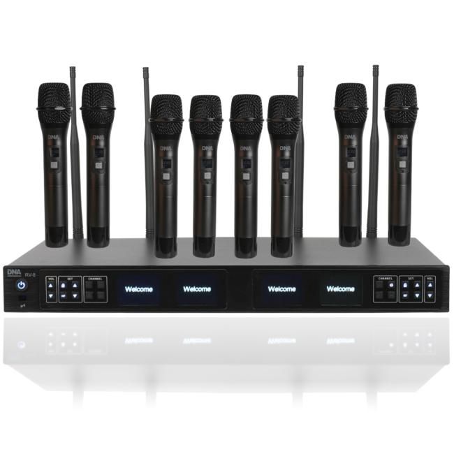 DNA RV-8 zestaw bezprzewodowy 8x bateryjny mikrofo