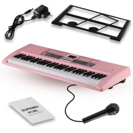  SUPRIMO 6136L PK keyboard organy z mikrofonem dla dzieci podświetlane klawisze różowa obudowa