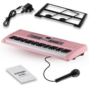  SUPRIMO 6136L PK keyboard organy z mikrofonem dla dzieci podświetlane klawisze różowa obudowa