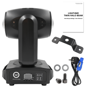  LIGHT4ME TWIN HALO BEAM podwójna głowica ruchoma beam 2x60W RGBW LED oświetlenie sceniczne DMX efekt ring 40x0,3W RGB SMD uchwy